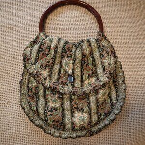 Medium Sized Fabric Printed Purse with Circle Handle